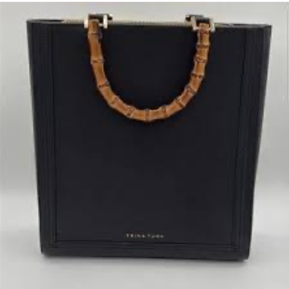 Trina Turk Leather Tote w/ Bamboo Handle